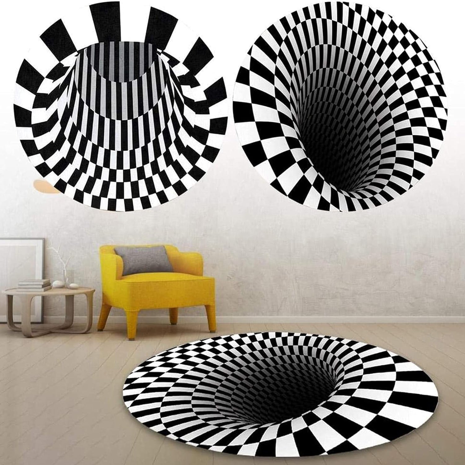 Wukusy 3D Space Round Carpet Floor Mat, 60cm non-woven doormat with space-inspired design for home improvement.