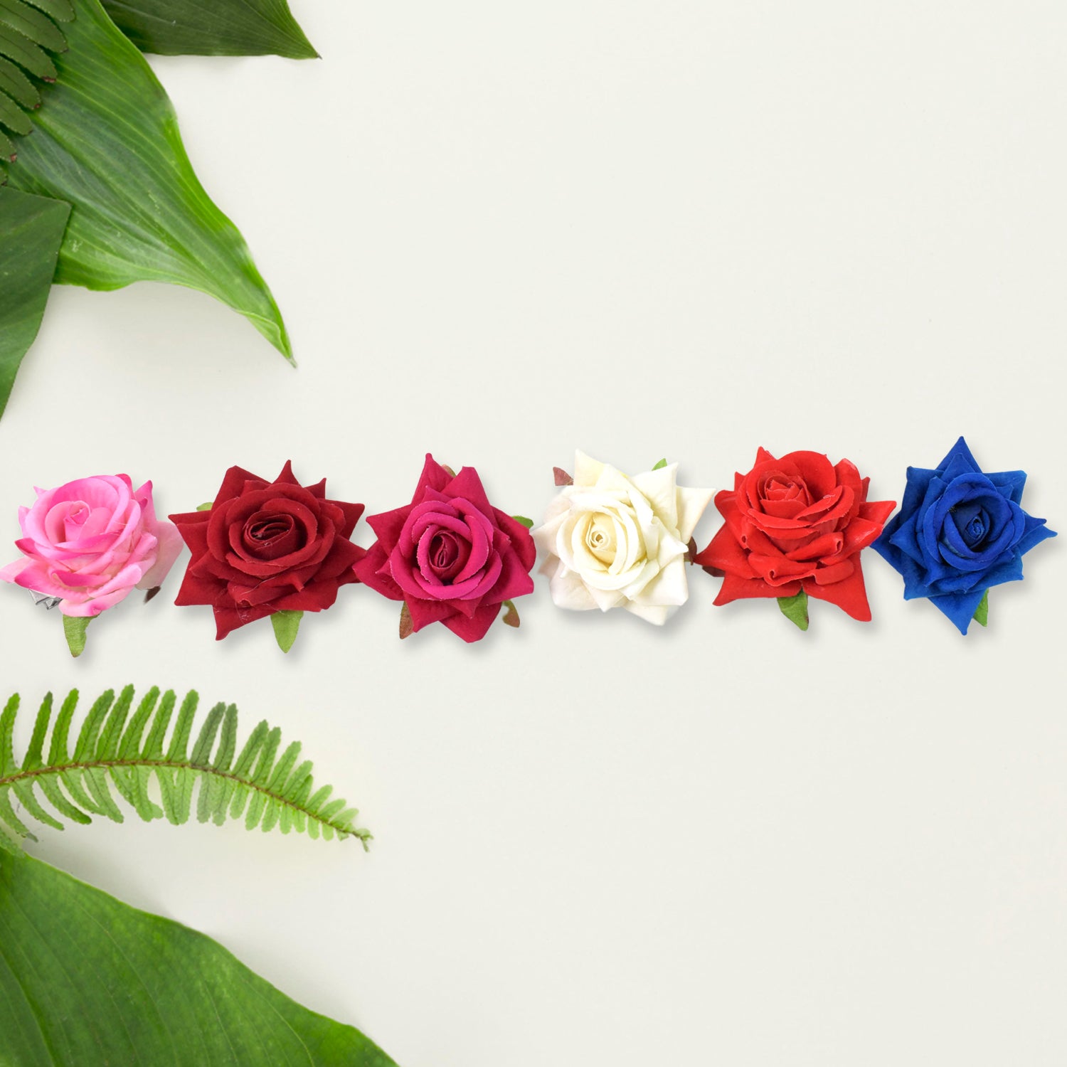 Set of 12 colorful flowing flower hair pins by Wukusy, showcasing vibrant, decorative hair accessories for styling.