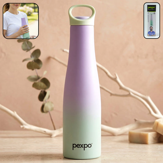 Wukusy Pexpo Morocco 700ml stainless steel hot and cold vacuum insulated water bottle, showing sleek design and secure lid.