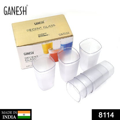 Set of six 350ml Ganesh Decent Glasses by Wukusy, featuring detailed Ganesh deity designs for elegant drinkware.