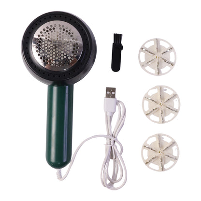 Wukusy electric lint remover with cleaning brush, handheld device for removing lint and fuzz from clothing and fabrics.