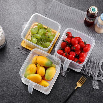 Set of six Wukusy 2454 large square 1100ml airtight unbreakable kitchen storage containers with secure lids.