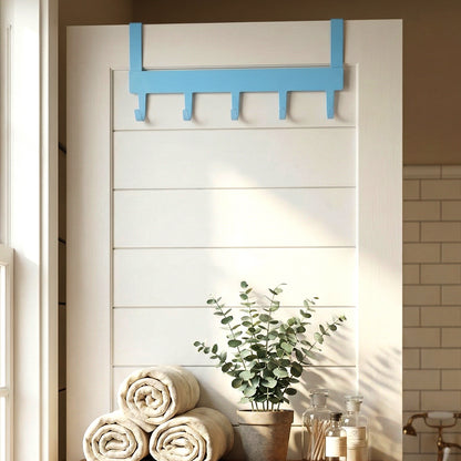 Wukusy multi-purpose metal hanging rack with five hooks, ideal for organizing kitchen, entryway, or closet spaces.