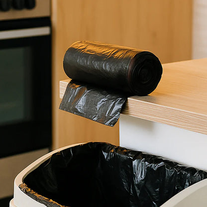 Wukusy heavy duty garbage trash bags roll with 50 large 45x50 cm black trash bags, sturdy and tear-resistant for waste disposal.