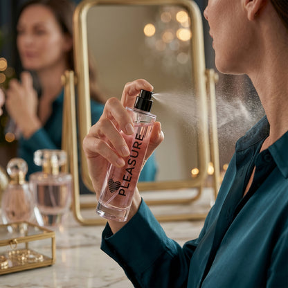 Wukusy Pleasure Eau De Parfum spray bottle, 30ml, with elegant packaging and floral fragrance details visible.