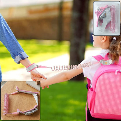 Wukusy kids safety anti-lost wrist link strap in bright color, secure child safety wristband for outdoor activities