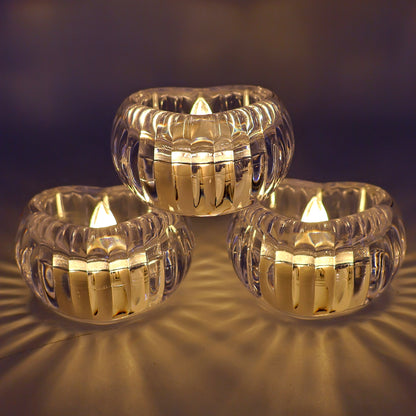 Set of 3 Wukusy heart-shaped LED flameless decorative candles with warm glow for cozy home decor.