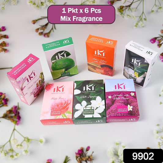 Wukusy Pocket Air Freshener Mix Flevar fragrance for office, small packet containing 6 scent pods, freshens indoor spaces.