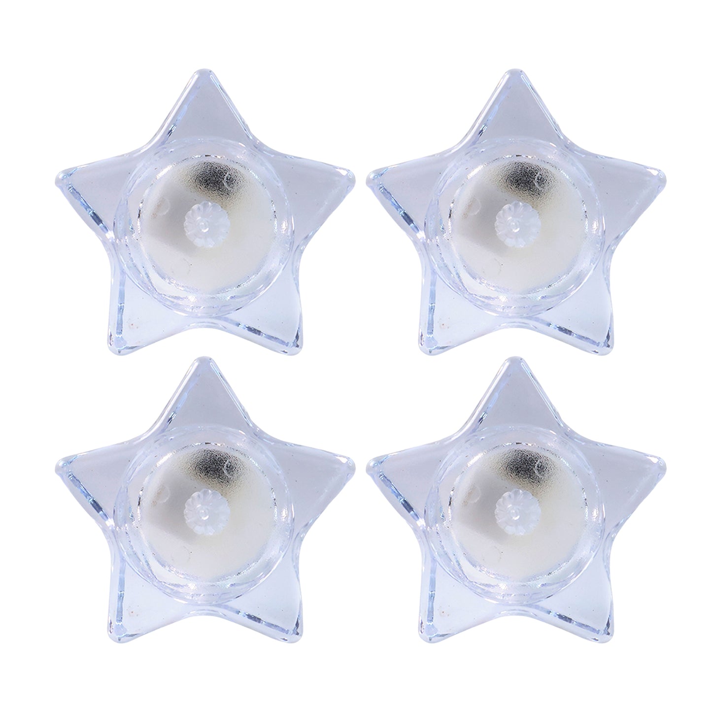 Set of four Wukusy flameless star-shaped LED candles for home decor, with warm flickering light, ideal for stylish interior accents.