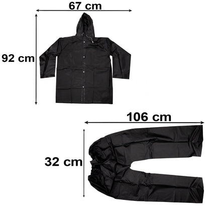 Wukusy reusable waterproof Eva rain coat set with hood, jacket and pants for kids, suitable for rainy weather.