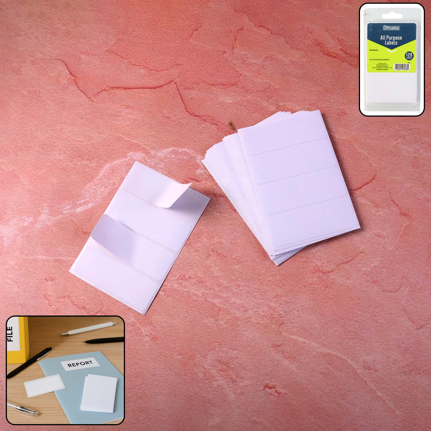 White all-purpose adhesive labels by Wukusy, 128 sheet office labels with permanent adhesive for labeling and organizing.