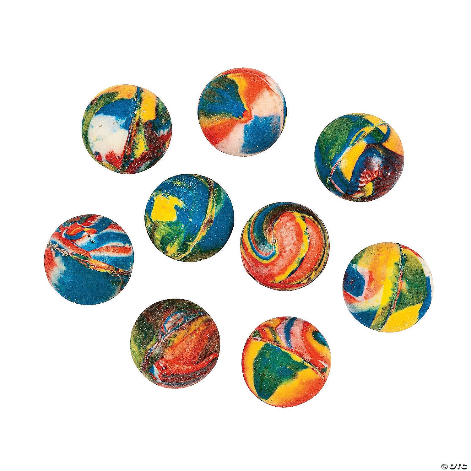 Set of 14 colorful Wukusy Crazy Bouncy Jumping Balls toys for kids, featuring vibrant, round bouncing balls in various colors.