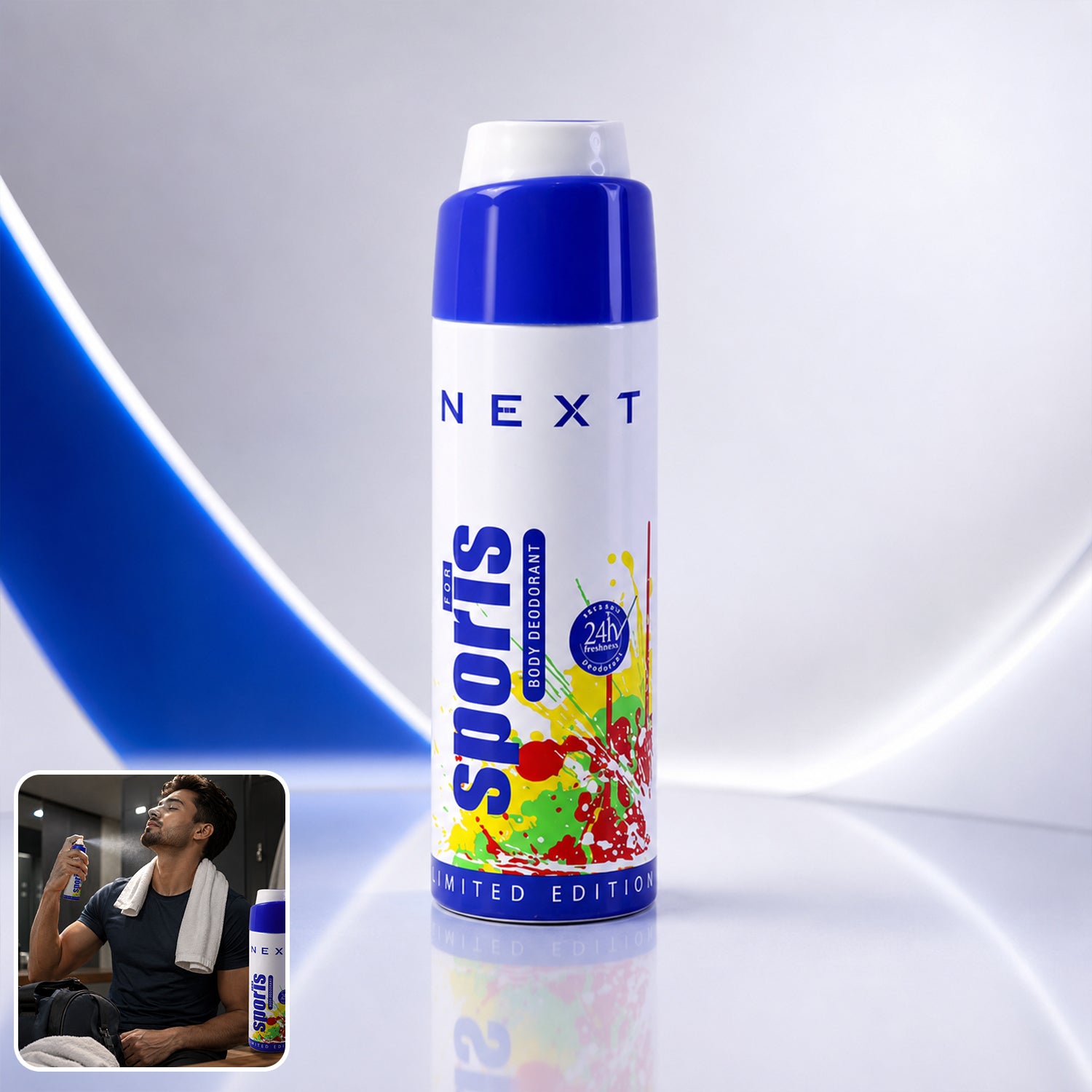 Wukusy Next Sports men's body spray and deodorant in 200ml bottle, long-lasting fresh scent for daily use