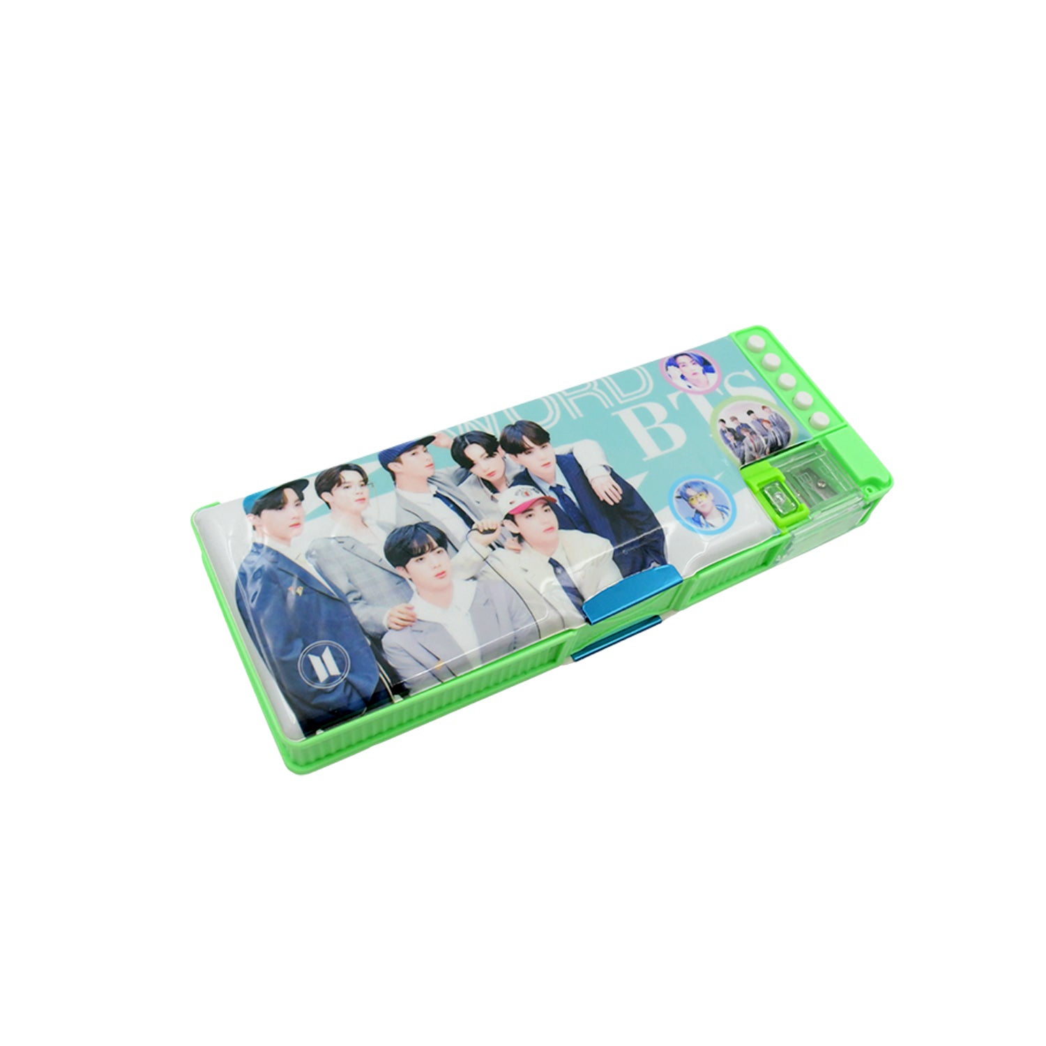 Wukusy 4251 multipurpose cartoon printed pencil case with two compartments, suitable for kids' school supplies and storage.