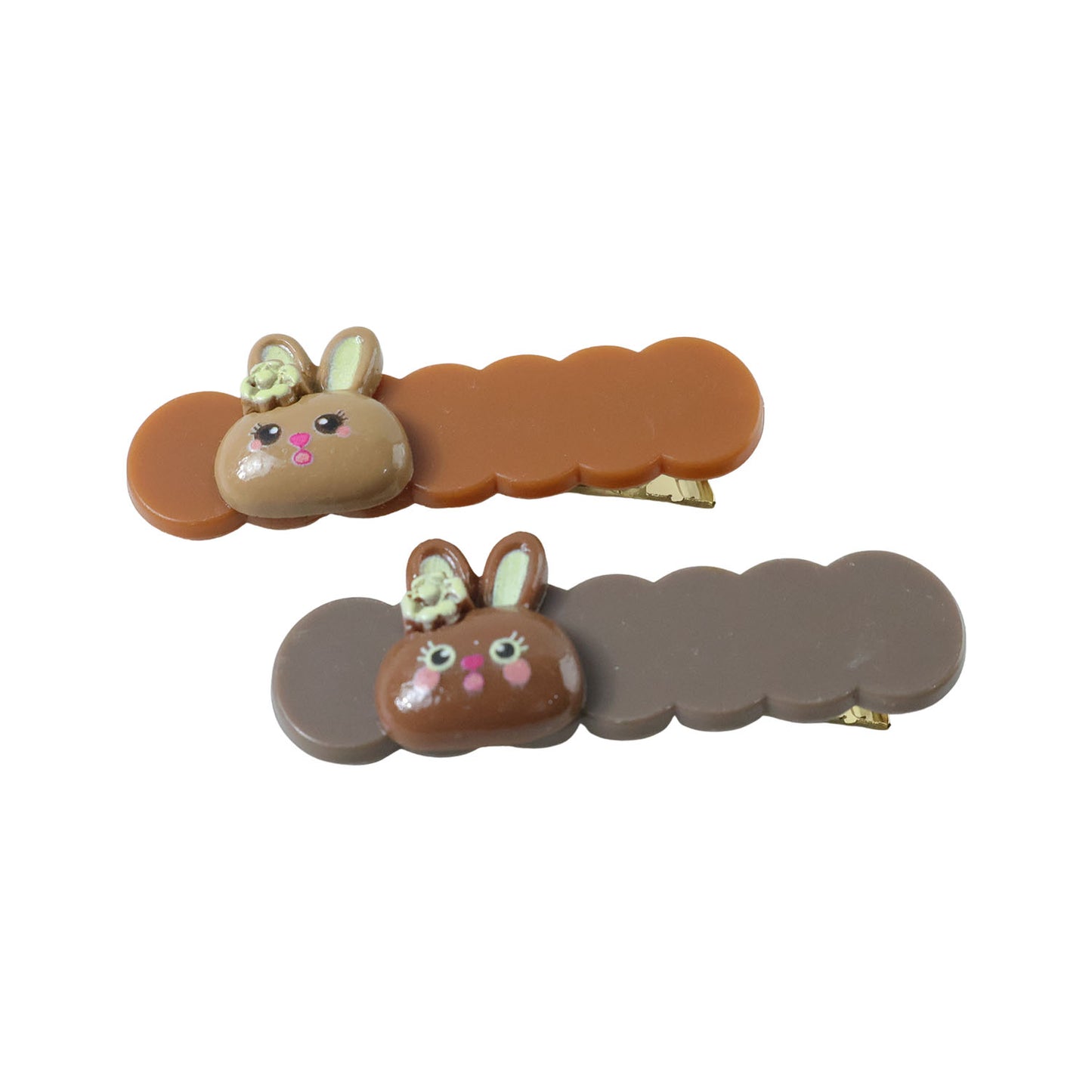 Set of four Wukusy cute bunny cartoon decorative hair clips featuring adorable bunny designs for kids' hairstyles.