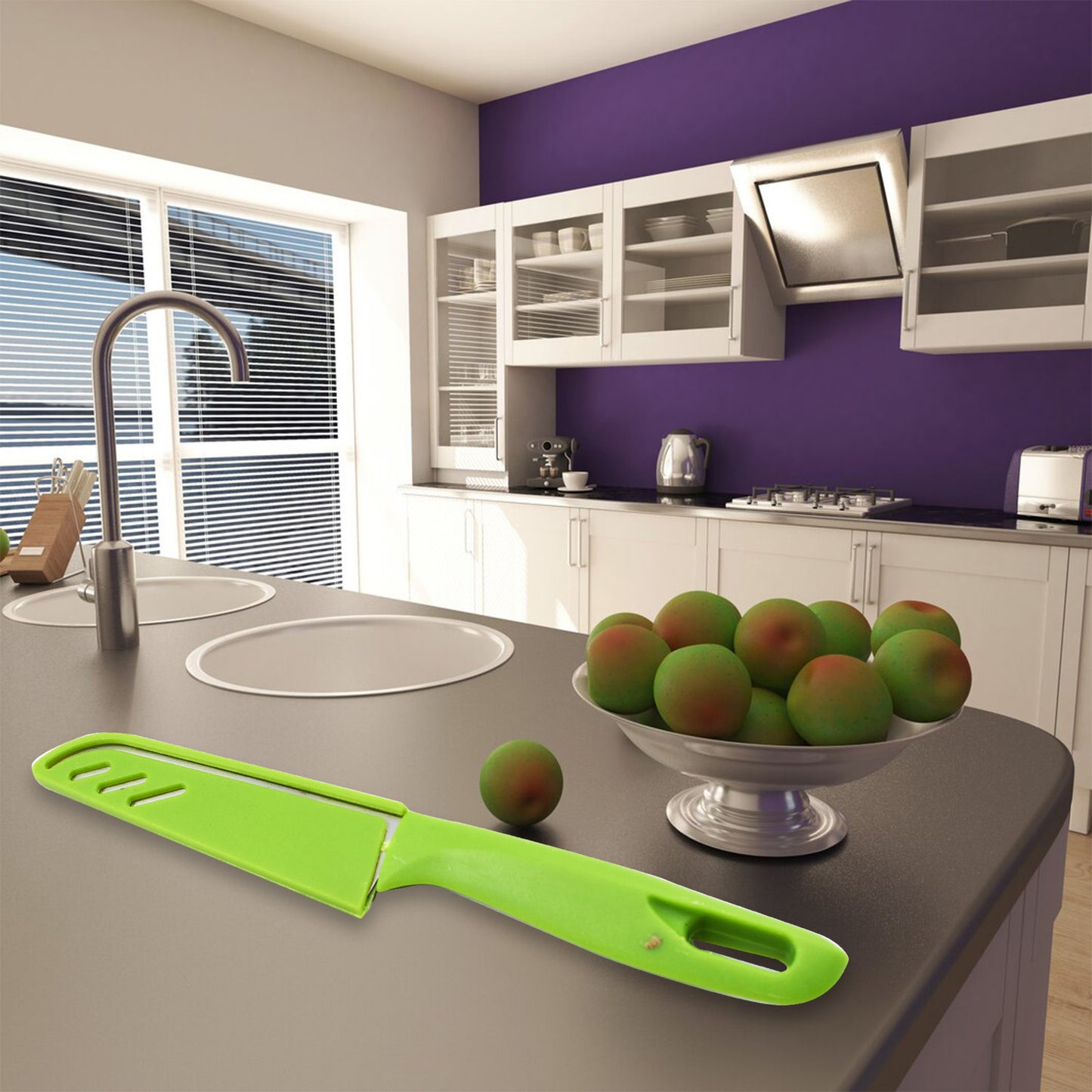 Wukusy 9142 multifunction kitchen tools set with stainless steel knives and plastic scissors, ideal for home kitchen use