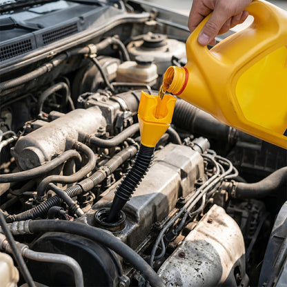 Wukusy flexible plastic funnel for spill-free car oil and fuel filling, with a wide mouth and flexible design for easy pouring.