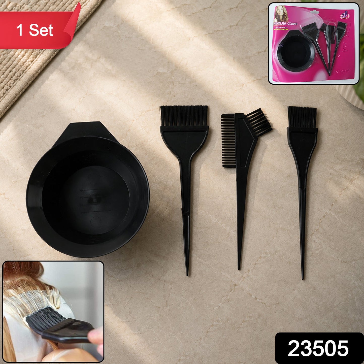 Wukusy hair coloring kit with complete applicator set for salon and home use, including bottles, brushes, and gloves for easy application.