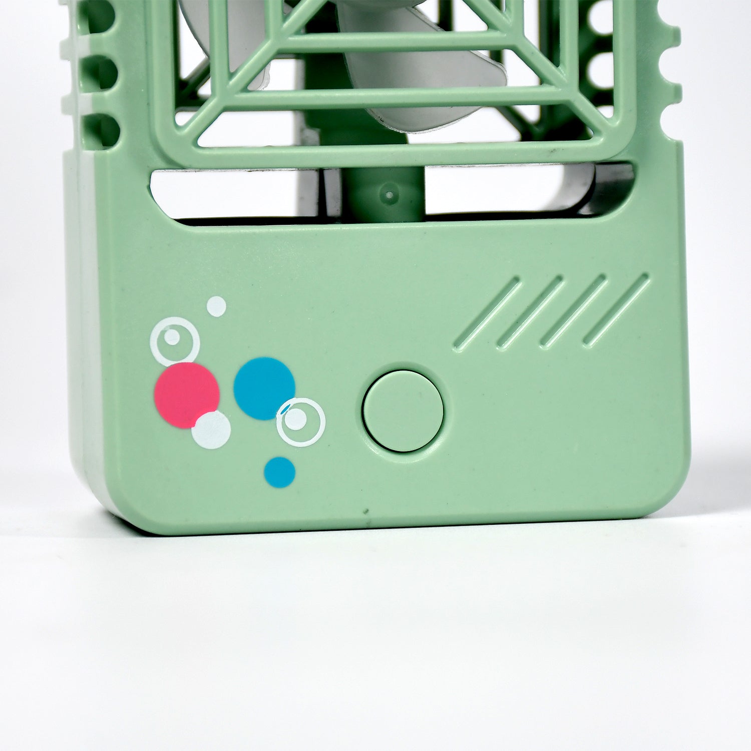 Wukusy 7608 mini rechargeable desktop fan showing adjustable head and compact design for home, office, or travel cooling.