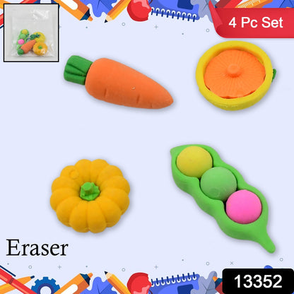 Set of four colorful Wukusy Mix Design Fancy Stylish Erasers for office use, featuring vibrant, playful shapes and patterns.