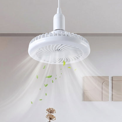 Wukusy remote control ceiling fan with light, featuring LED lamp and E27 socket, installed in a modern home setting