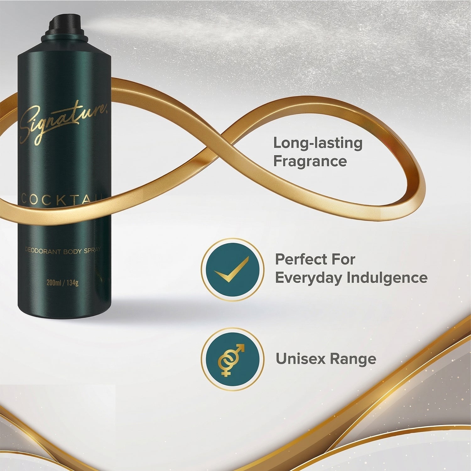 Wukusy Signature Cocktail deodorant body spray 200ml bottle with sleek design, fresh and vibrant packaging visible.