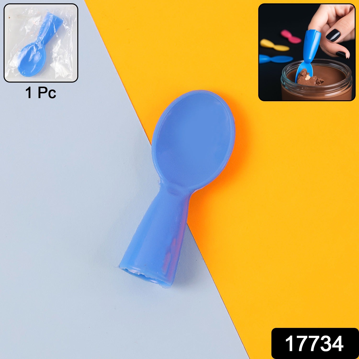 Wukusy Mini Finger Spoon Toy, small colorful silicone spoon designed for finger play and sensory stimulation.