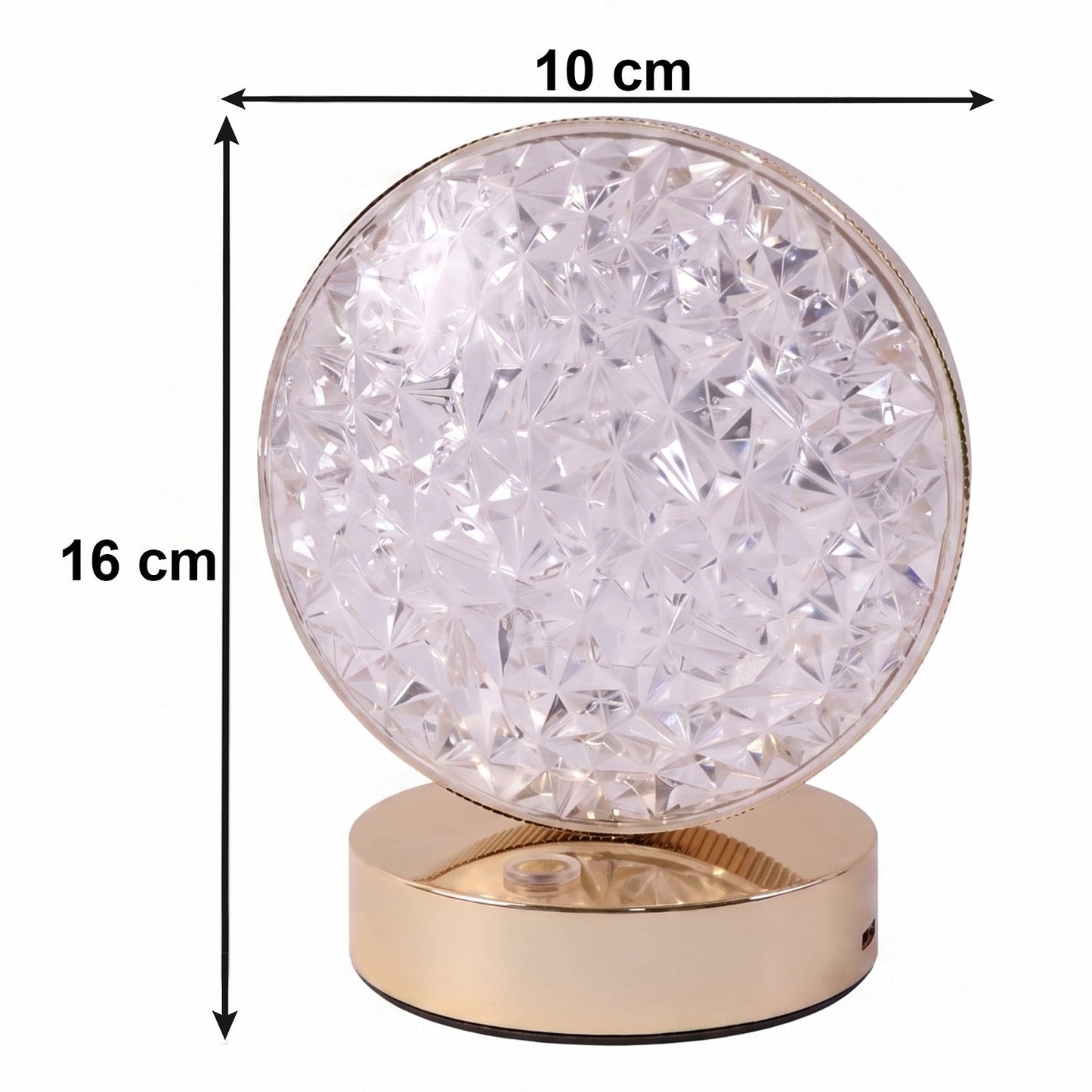 Round Crystal Led Table Lamp Usb Rechargeable Touch Bedside Night Lamp (1 Pc)