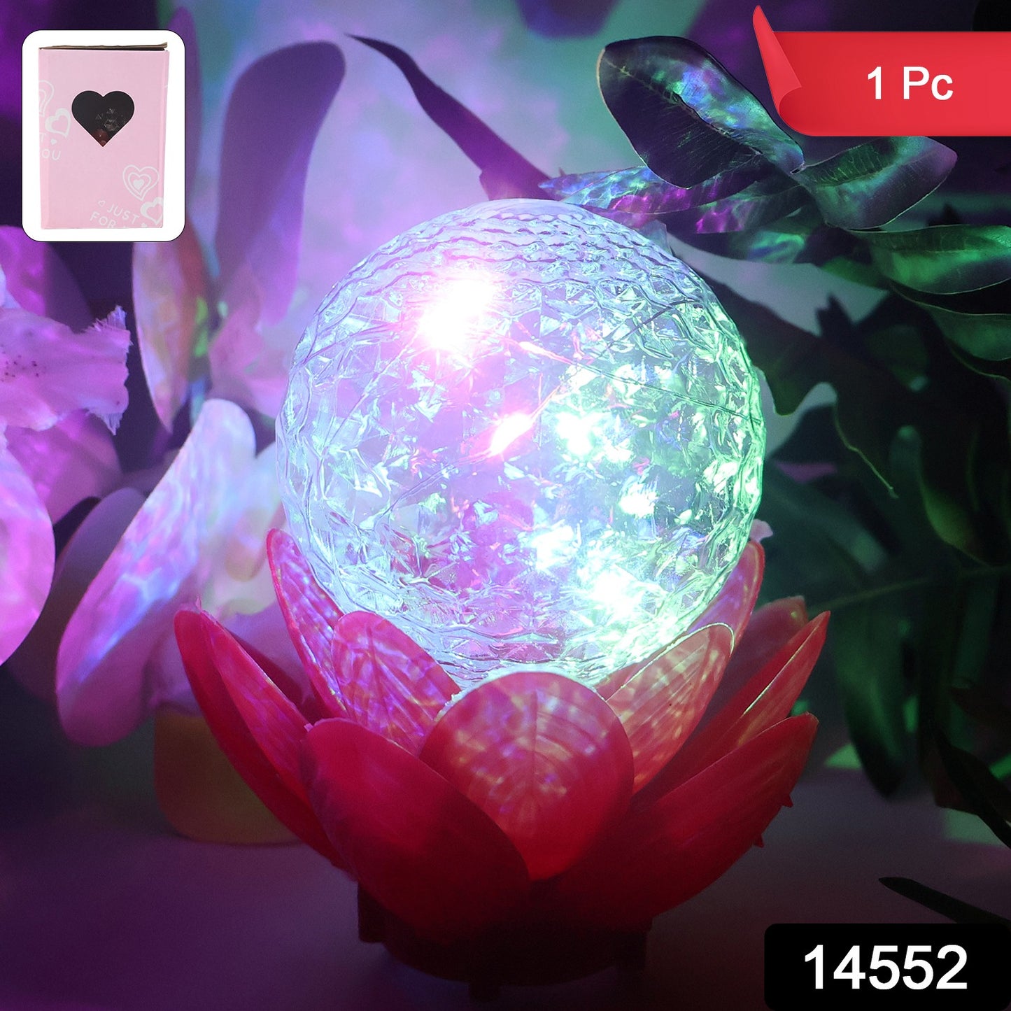 Wukusy Crystal Ball Lotus LED decorative light for home decor, featuring a glowing crystal ball with lotus design.