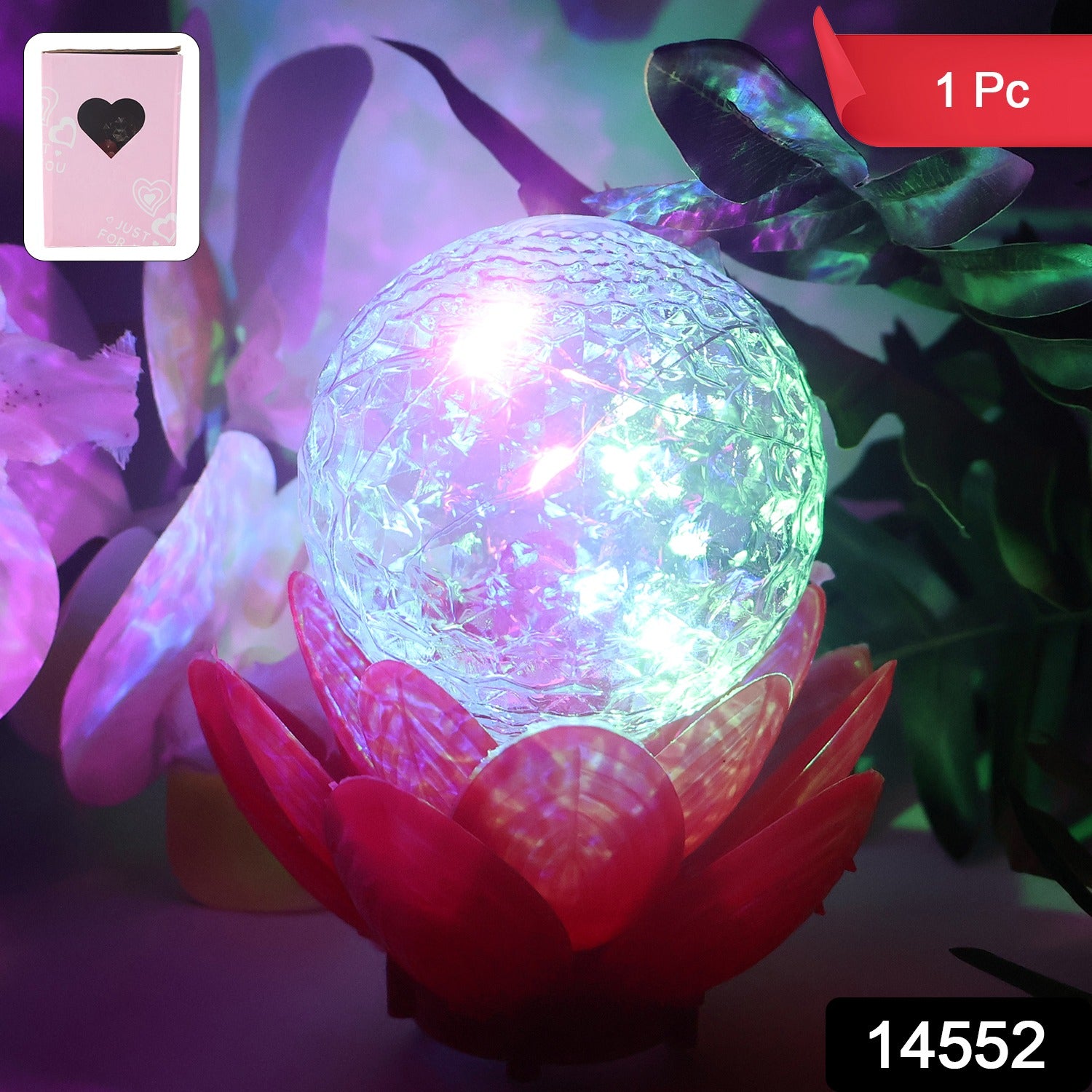 Wukusy Crystal Ball Lotus LED decorative light for home decor, featuring a glowing crystal ball with lotus design.