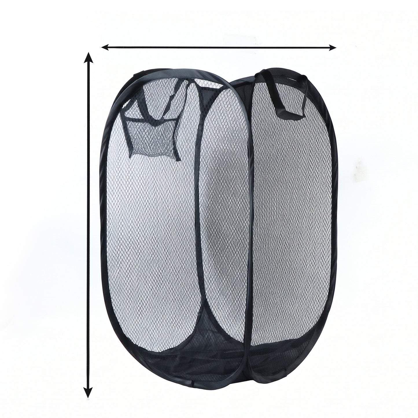 Wukusy collapsible mesh laundry hamper, portable clothes storage basket in gray with 34x34x57cm dimensions, breathable mesh design