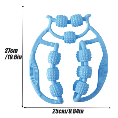 Wukusy Double Massage Relax Roller, a handheld foam roller for muscle relief and relaxation in blue color.