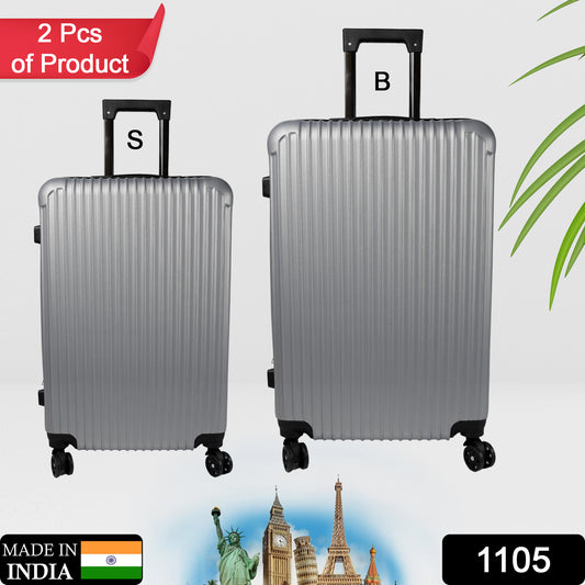 Set of two Wukusy travel trolley bags, large and small suitcases for men and women, durable and spacious for travel.