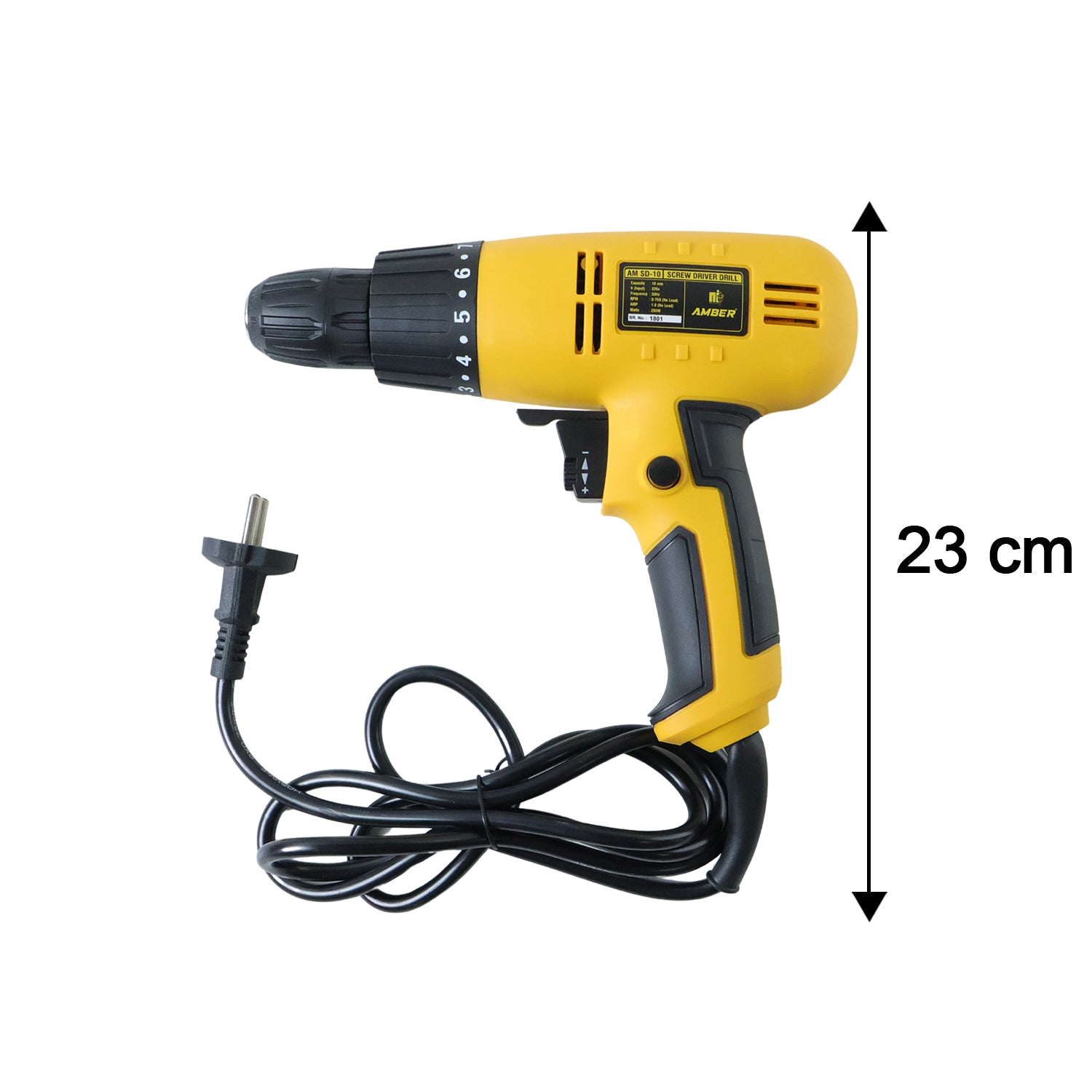 Wukusy high performance electric drill machine with 280W power, featuring a black and yellow body and a keyless chuck.