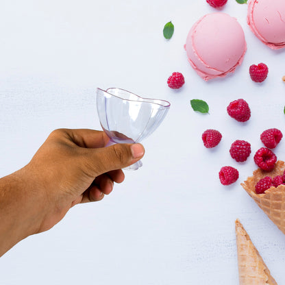 Set of six Wukusy modern plastic dessert ice cream bowls, ideal for home, office, and party serving.