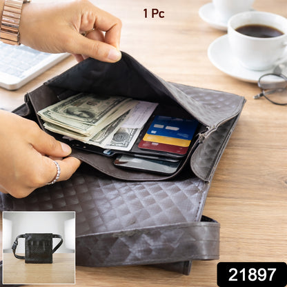 Wukusy quilted crossbody sling bag with adjustable strap, featuring a compact design for men and women.