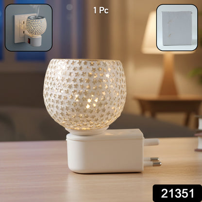 Wukusy plug-in star cut glass aroma diffuser night lamp with ambient lighting and decorative glass design, 1 piece