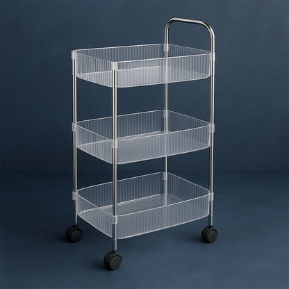 Wukusy Apex Sapphire 3-layer multipurpose storage trolley with wheels, featuring three spacious shelves and sturdy frame.