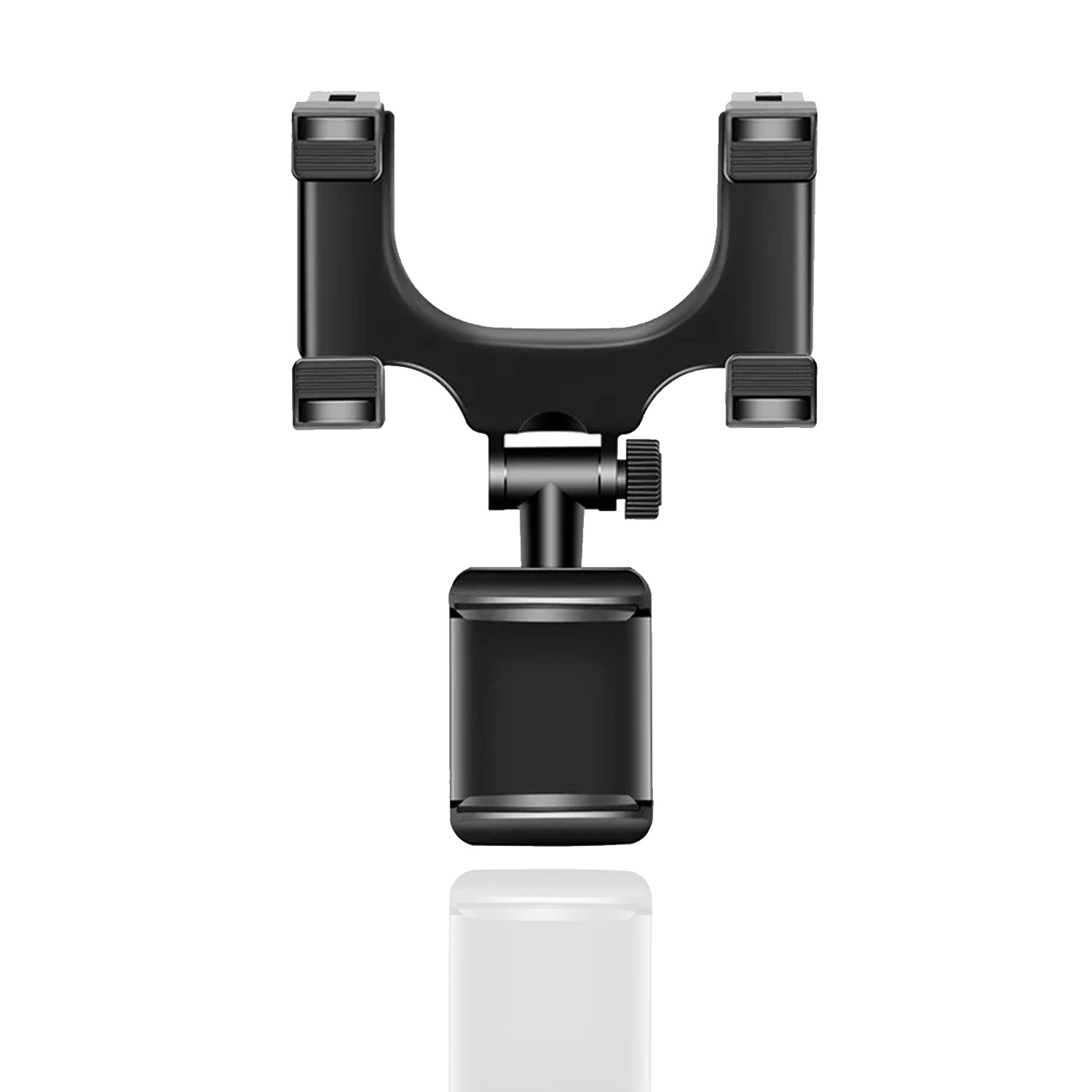 Wukusy universal rear view mirror mobile holder mounted on vehicle mirror, holding a smartphone securely for easy access.