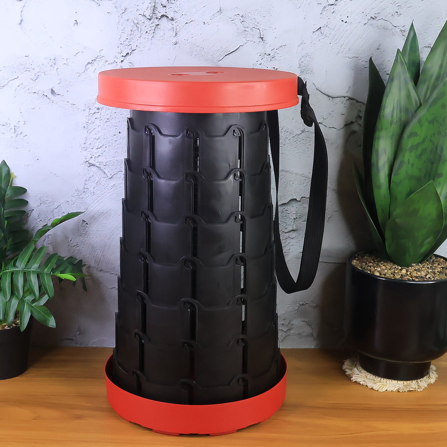 Wukusy adjustable portable telescopic folding stool for home improvement, compact and lightweight for easy seating.