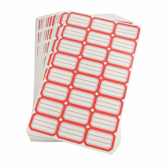 Pack of 50 self-adhesive label stickers by Wukusy, featuring blank printable surface for organization or labeling purposes.