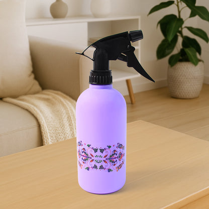 Wukusy floral printed 500ml plastic garden spray bottle with colorful floral design and adjustable nozzle for watering plants.