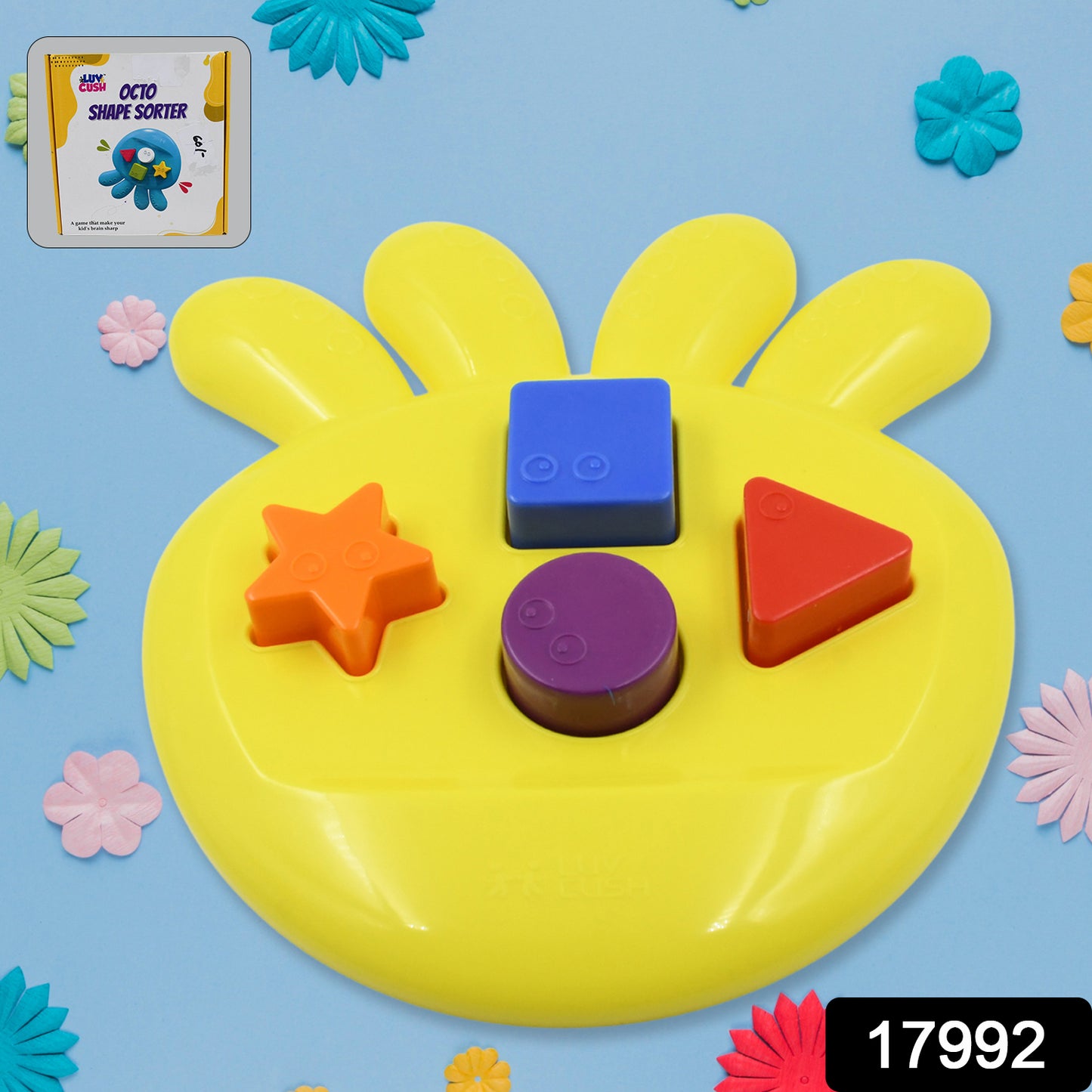 Wukusy Octoshape sorter toy for kids, featuring colorful shapes for sorting and grasping, promotes learning and brain development.