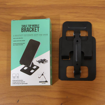 Adjustable metal table top mobile stand by Wukusy, featuring a sleek design and secure grip for smartphones or small devices.