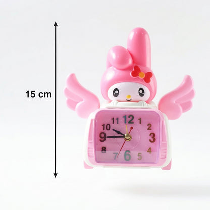 Pink cartoon bunny-shaped car style alarm clock by Wukusy with a cute, playful design and digital display.