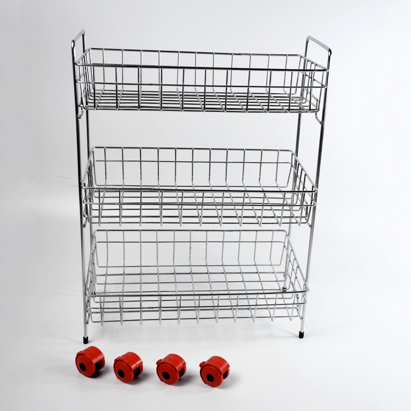 Wukusy 3-tier stainless steel kitchen trolley with fruit and vegetable baskets, onion and potato rack, for organized kitchen storage
