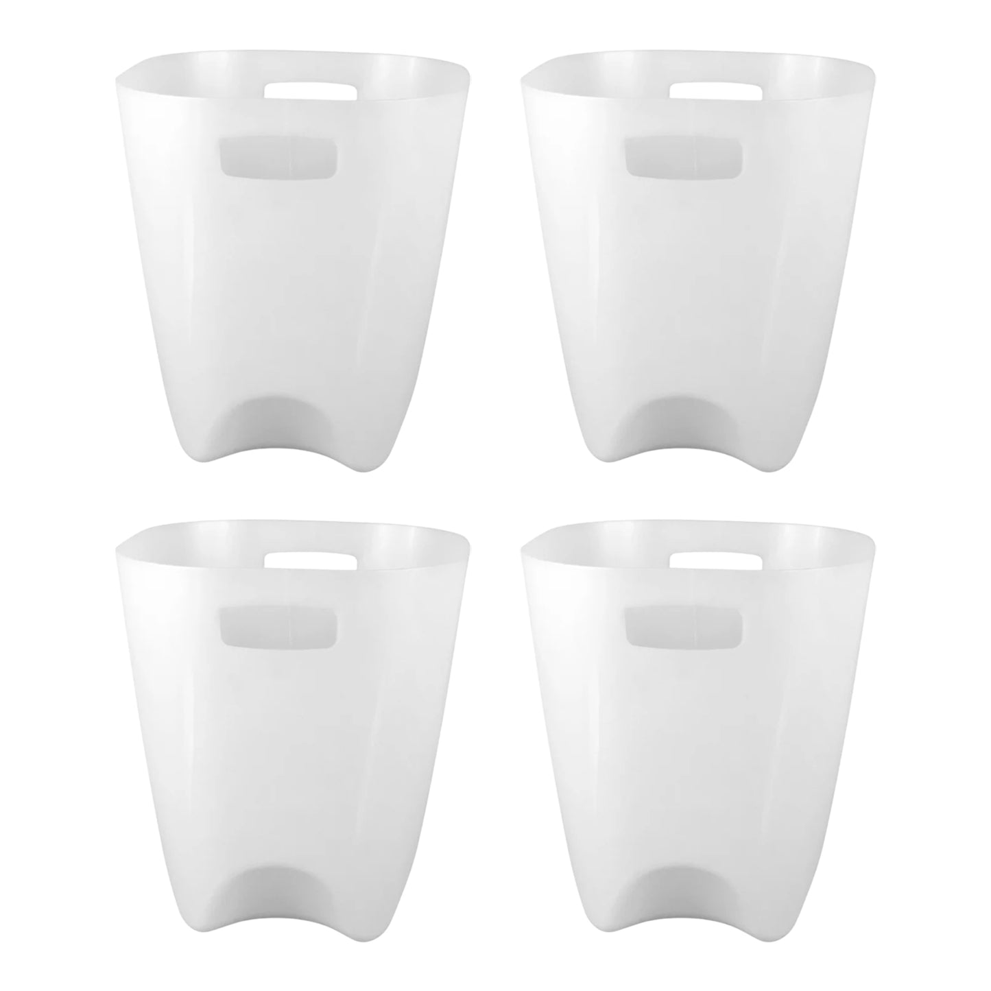 Set of four Wukusy modern plastic dustbins with waste paper baskets for home and kitchen use, displayed together in the image.