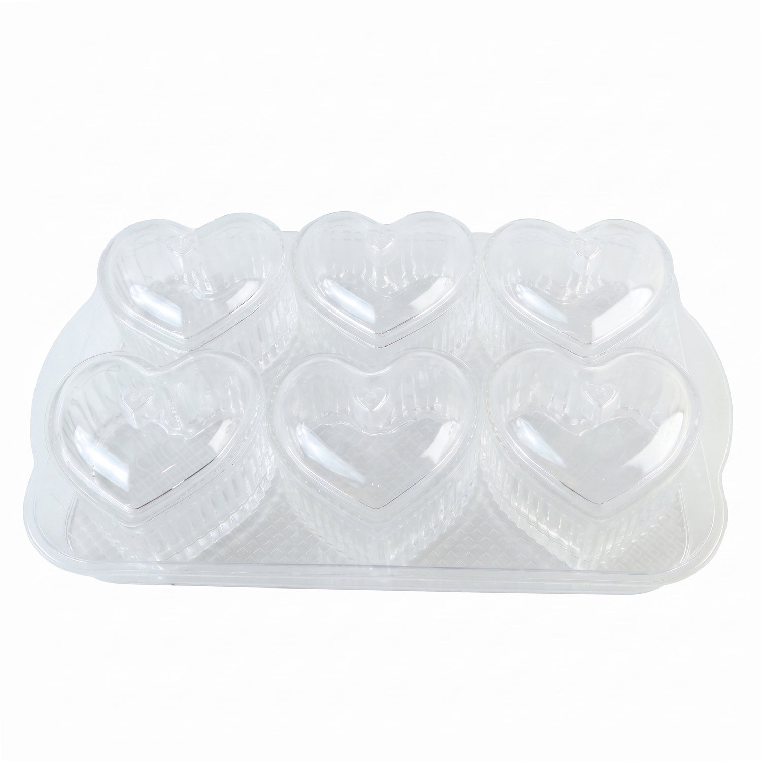 Wukusy heart-shaped dessert bowl set with 6 bowls, matching tray, and lids for serving and storage.