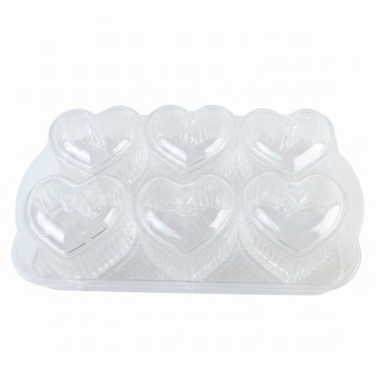 Wukusy heart-shaped dessert bowl set with 6 bowls, matching tray, and lids for serving and storage.
