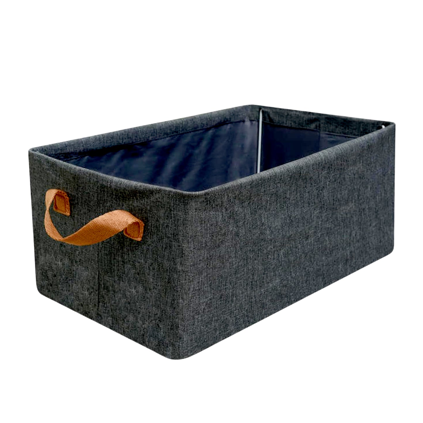 Wukusy foldable storage box with lid and handles, cotton and linen material, used for nursery, closet, or bedroom organization